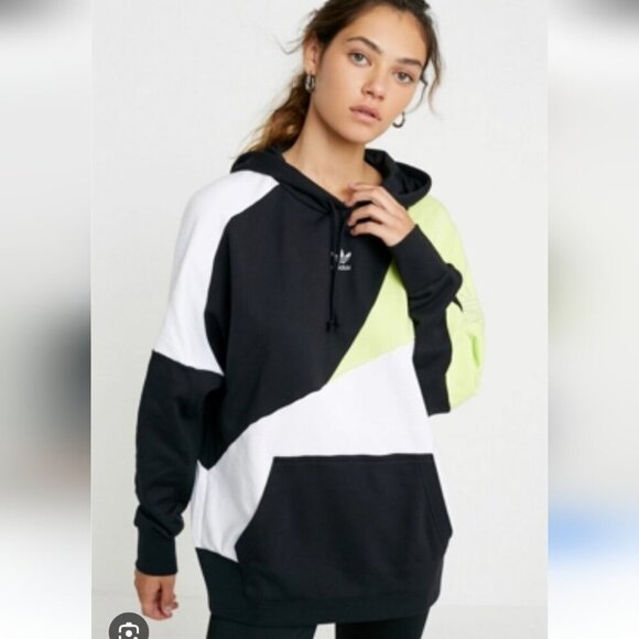 ADIDAS | Color Block Reflective Hoodie Black Pistachio Green Sz S - Picture 3 of 10